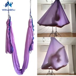 5m sets lavender purple color flying Yoga Hammock Swing Trapeze Anti-Gravity Inversion Aerial Traction Devicefor home& studio 1