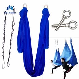 5meter 1set Deluxe Aerial Flying Anti-gravity Yoga Hammock Swing  Yoga +1 pair carabiner +1 pair daisy chain+1pair ring mount 1
