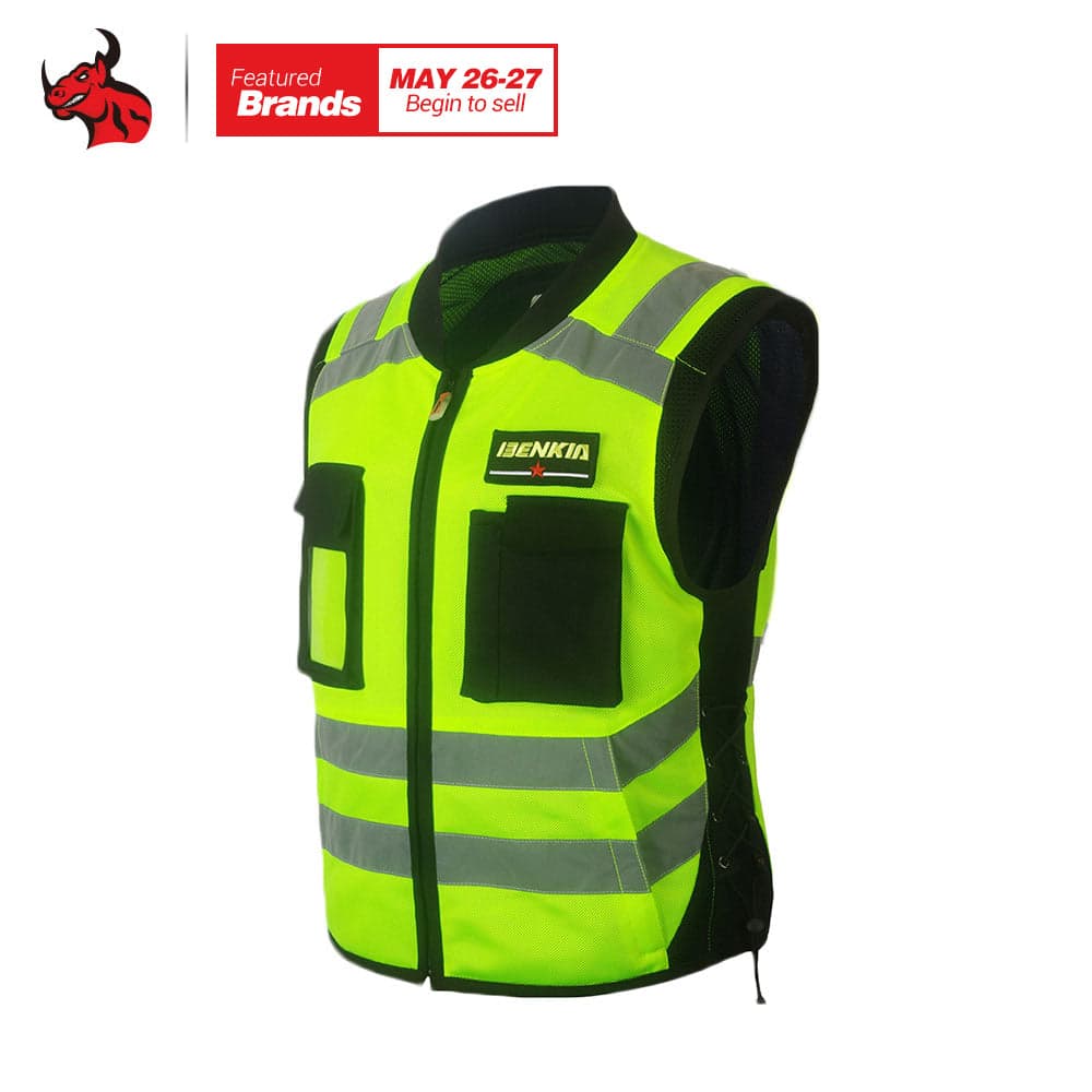BENKIA Motorcycle Racing Reflective Vest Breathable Spring Summer Motorcycle Touring Night Riding Jacket