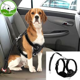 Reflective Mesh Nylon Dog Harness With Safety Car Seat Strap Soft Padded Pet Dogs Vest Adjustable Vehicle Seat Belt Set S M L XL 1