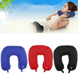 U Shaped Neck Pillow Rest Neck Massage Airplane Car Travel Pillow Bedding Microbead Battery Operated Vibrating 1