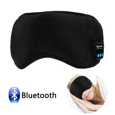 Bluetooth Sleeping Eye Mask Headphones, Sleeping Stereo Eye Shades Headphone Handsfree Music Headset Earpiece Washable for Travel Siesta - Black