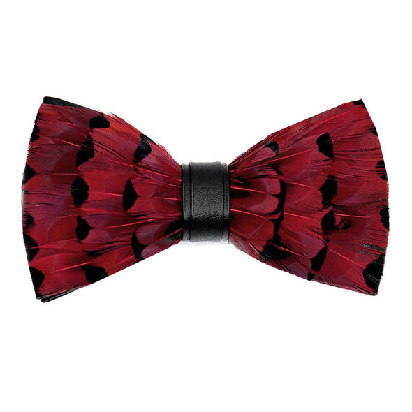 Man Pre-tied Feather Handmade Bow Tie