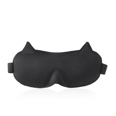 Eye Mask / Sleep Mask - Cat Ear Sleeping Masks for Men & Women - Blindfold 3D Contoured Comfortable Eye Blackout Deeper Softer Lighter And Smoother Best for Traveling Napping (Black)