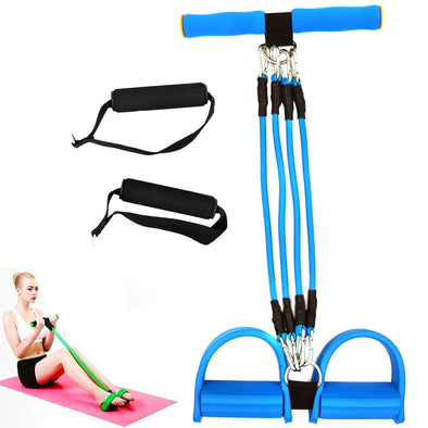 Chest Expander & Leg Pull Up Exerciser / Feet Pedal Bodybuilding Expander with Adjustable 4 Resistance Bands