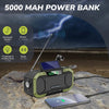 Hand Crank Radio with Bluetooth Speaker – Multifunctional Emergency Radio with Solar Panel,Flashlight,AM,FM – NOAA Weather Radio with 5000mAh Battery – IPX5 Waterproof Crank Radio for Camping, Outdoor