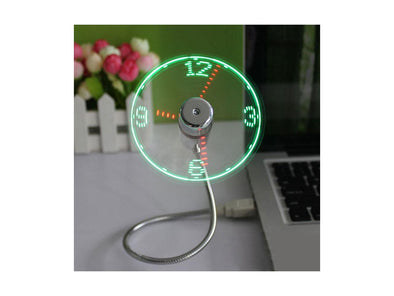 USB Mini Flexible Time LED Clock Fan with LED Light - Cool Gadget