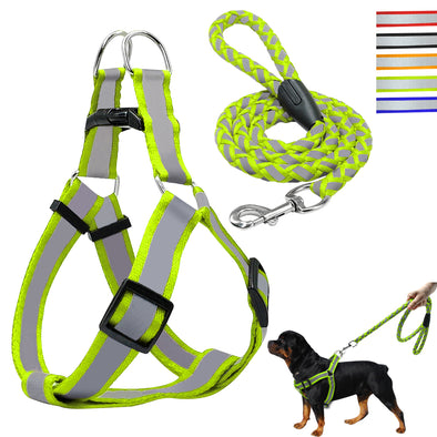 Step-in Dog Harness & Walking Leash Set No Pullig Reflective Nylon Dogs Vest  And Leads 5 Colors  S M L For Small Medium Dogs
