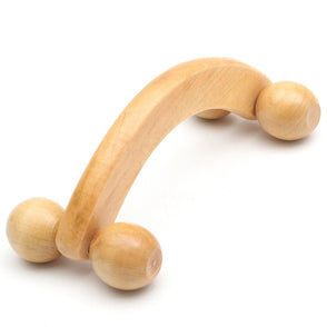 Simple Wooden Handheld Massager Four Wheels Roller Body Leg Fitness Wood Massager Therapy Relaxation Beauty Health Care Tool