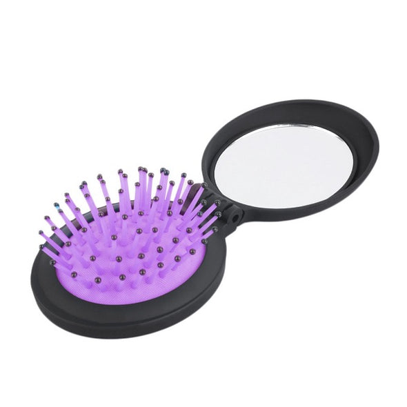 3 Colors Hair Massage Comb Detangling Hair Brush Combs Anti-static Styling Tools Portable Folding Hair Comb with Mirror Pocket