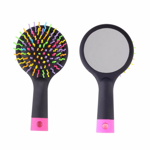 2017 Rainbow Volume Anti-static Magic Detangler Hair Curl Straight Massage Comb Brush Styling Tools With Mirror