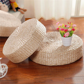 40cm Handmade Round Straw Weave Pillow Floor Yoga Chair Seat Mat Tatami Cushion Yoga Mat Blankets For Relax