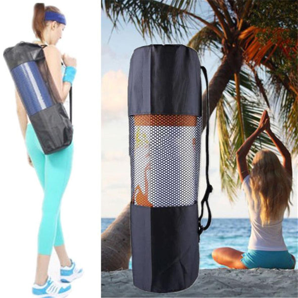 Black Outdoor Yoga Mat Roller storage Bag With Adjustable Strap Carry Pouch Yoga Practice Mats storage carrier Mesh Bags sale