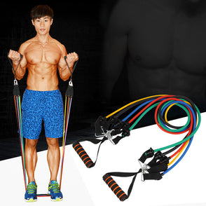 11pcs/Set Men's Chest Expander Puller Exercise CrossFit Muscle Training Rope Fitness Resistance Cable Rope Tube Resistance Bands