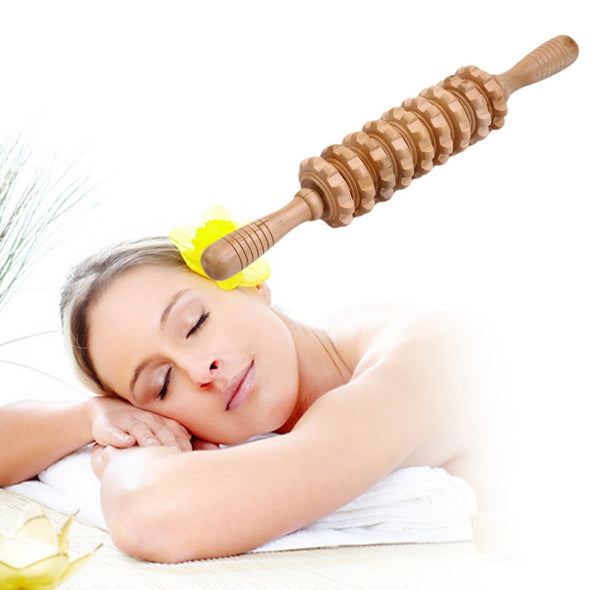 Wooden Abdominal Massage Roller Handheld Manual Wheel Massage Stick Release Pain Multifunctional Health Care Tool